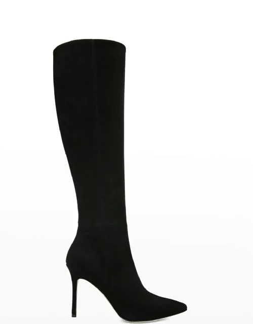 Lisa Suede Stiletto Wide-Calf Knee Boot