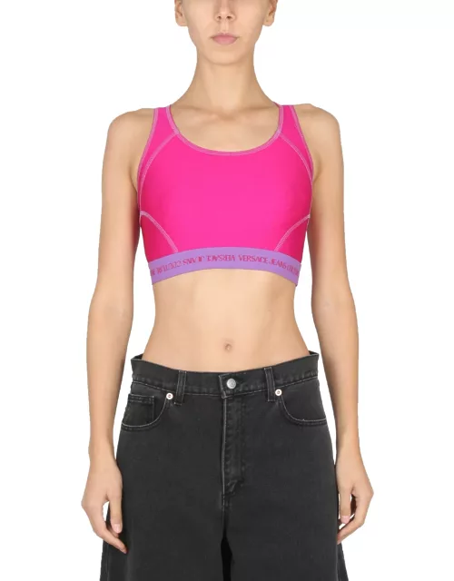 versace jeans couture crop top with logo band