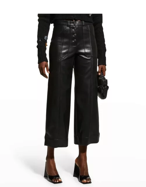 Benji Cropped Wide-Leg Faux-Leather Pant