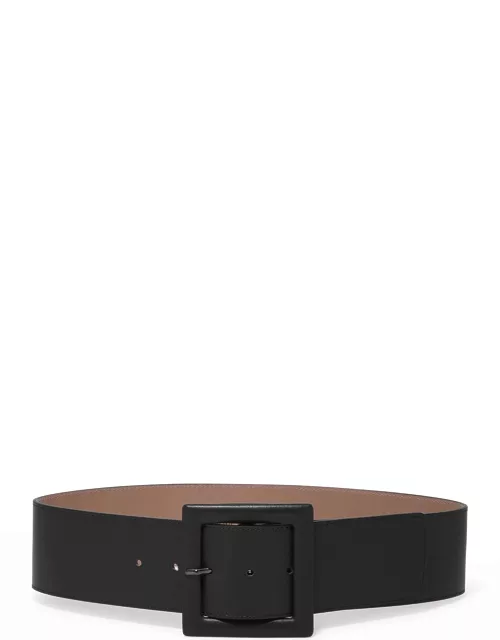Square-Buckle Wide Leather Belt