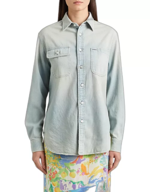 Tamia Denim Button-Front Shirt