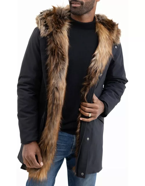 Men's Hooded Storm Coat w/ Faux Fur Lining