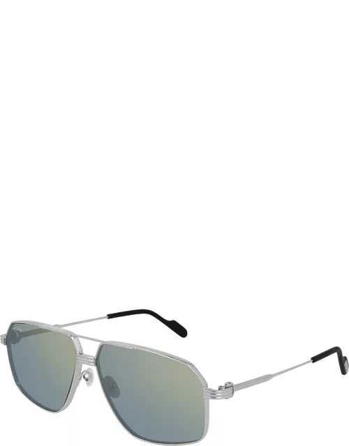 Men's Metal Double-Bridge Aviator Sunglasse