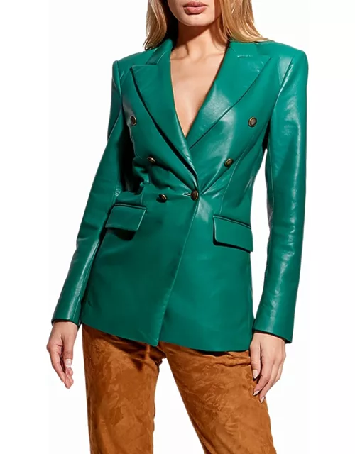 Beck Recycled Leather Double-Breasted Blazer