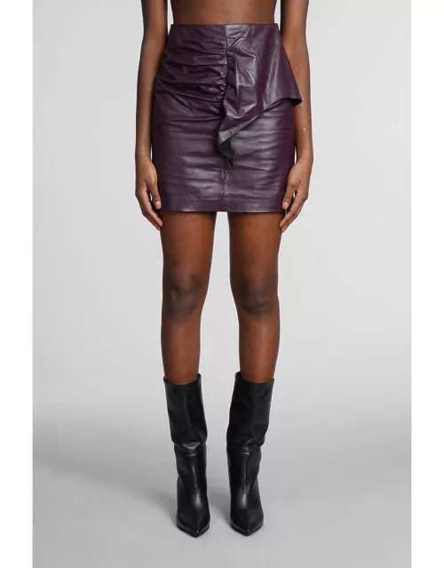 IRO Hita Skirt In Bordeaux Leather