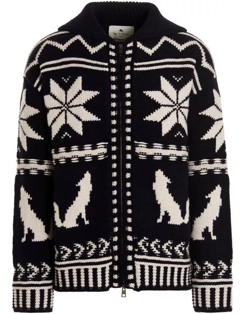 Etro Graphic Knitted Zip-up Jacket