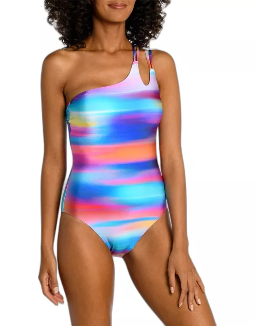 Sunset One-Shoulder Strappy One-Piece Swimsuit