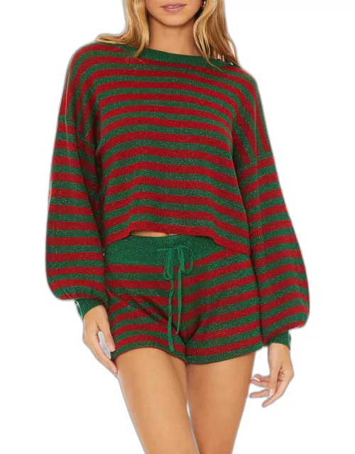 Ava Striped Balloon Sleeve Sweater