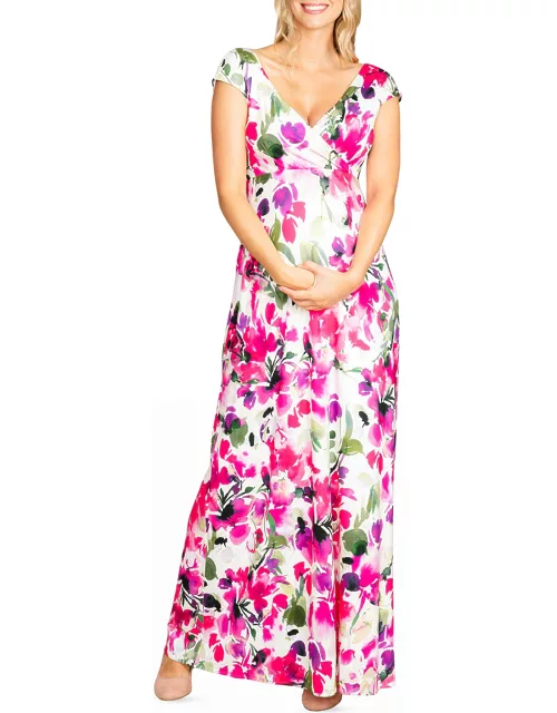 Maternity Alana Bright Watercolor Floral Dres