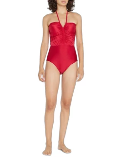 Clover Ruched Halter One-Piece Swimsuit