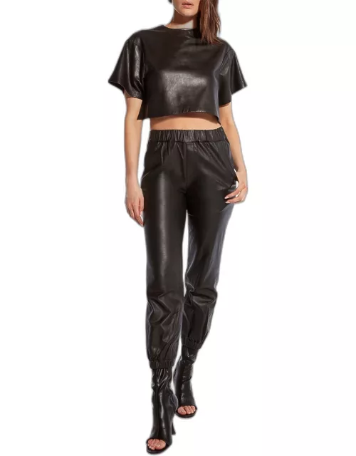 Beck Upcycled Leather Cropped Tee