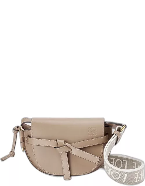 Gate Dual Mini Crossbody Bag in Leather with Jacquard Strap