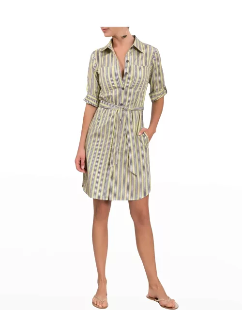 Janell Short Striped Belted Shirtdres