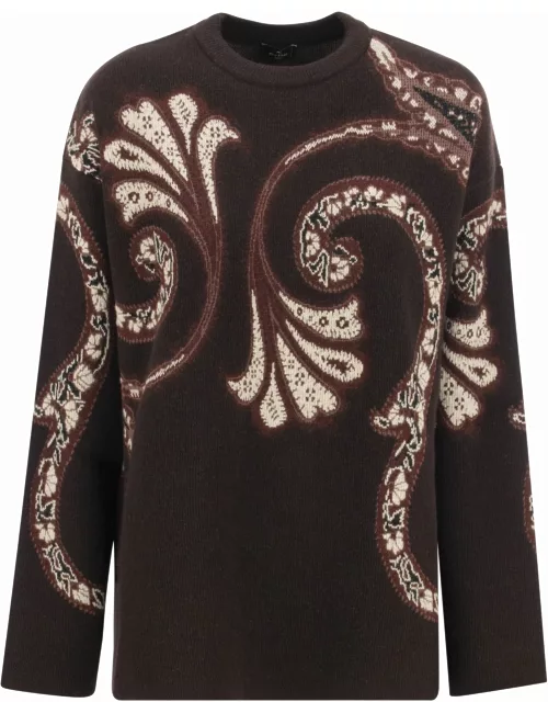 Etro Wool Sweater With Foliage Print