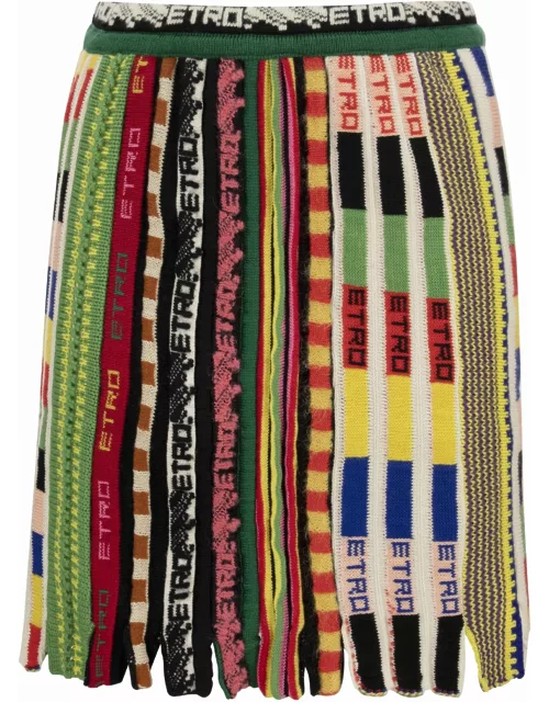 Etro Rainbow Jacquard Knit Skirt