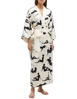 Queenie Long Printed Silk Robe