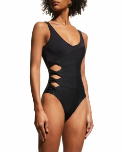 V-Neck Knotted Cutout One-Piece Swimsuit