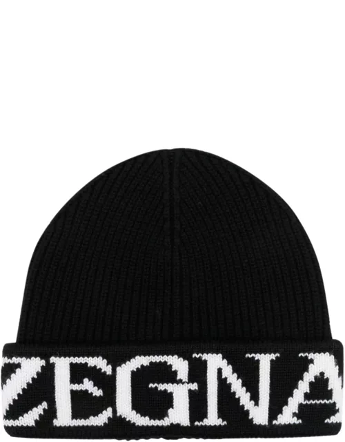 Ermenegildo Zegna Knitted Wool Beanie With Logo On The Front