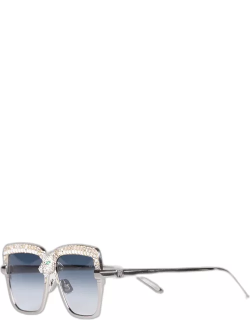 Panther Square Titanium-Crystal Sunglasse