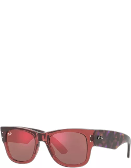 Mirrored Square Two-Tone Nylon Sunglasses, 51M