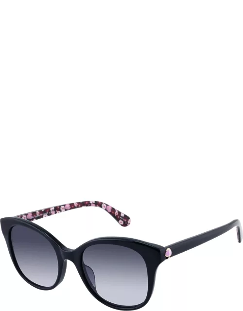 bianka round acetate sunglasses, black/purple