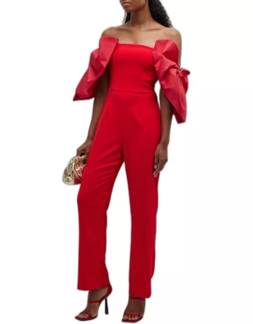 Strapless Bow-Sleeve Jumpsuit