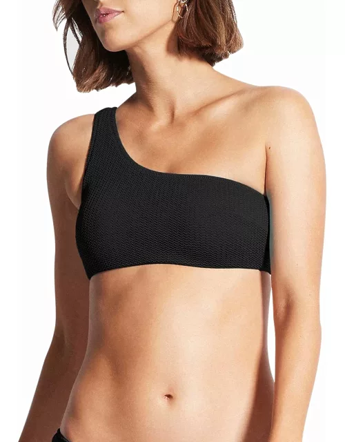 Textured One-Shoulder Bikini Top