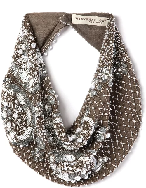 Le Charlot Beaded Scarf Necklace, Gray