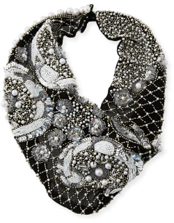 Le Charlot Beaded Scarf Necklace, Black