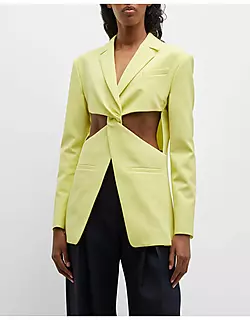 Twist-Front Cut Out Tailored Blazer Jacket