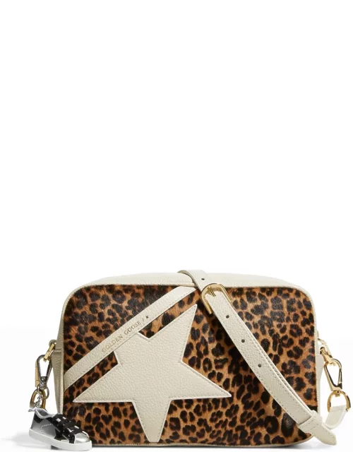 Star Leopard-Print Camera Shoulder Bag