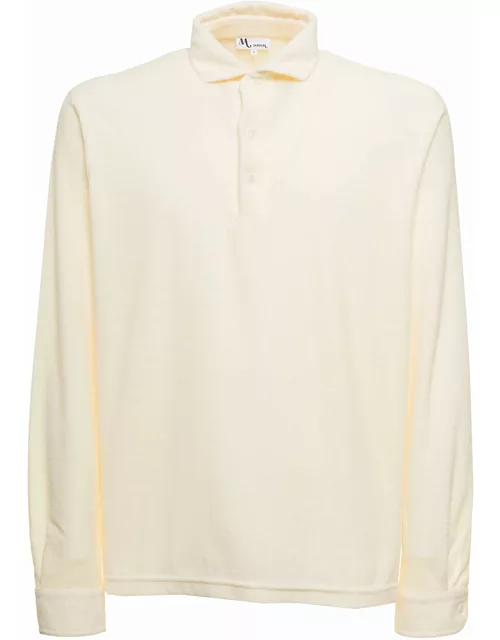 doppiaa Mans Sponge Ivory Color Cotton Polo Shirt