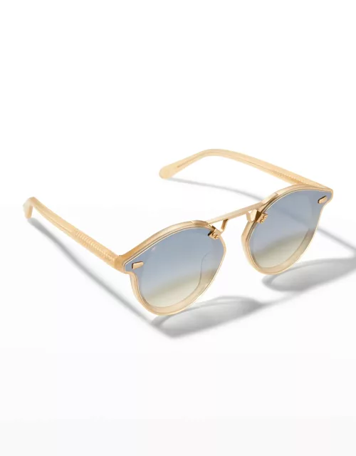 St. Louis II Round Nylon Sunglasses with Metal Keyhole - Blond