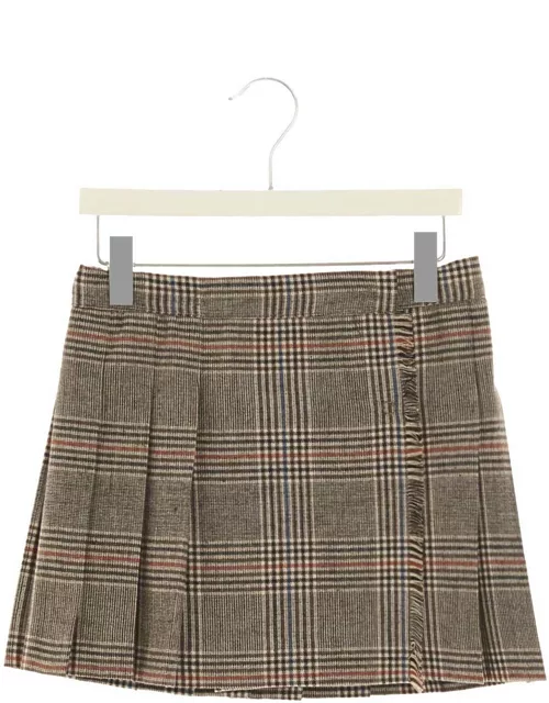 Il Gufo Tartan Pleated Skirt