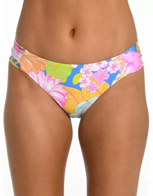 Floral-Print Shirred Hipster Bikini Bottom