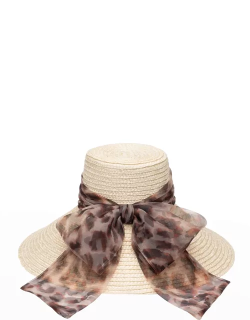 Mirabel Leopard-Print Bow Sun Hat