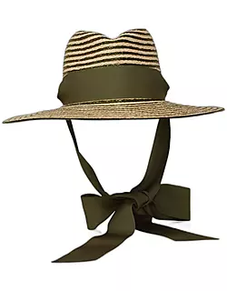 Jeanne Packable Striped Sun Hat w/ Strap