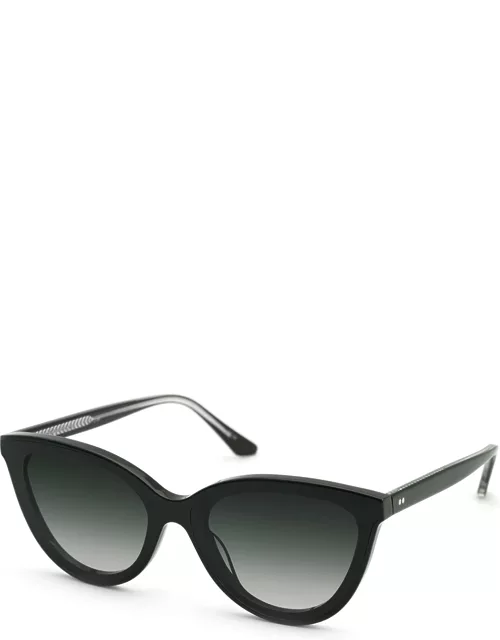 Monroe Nylon Acetate/Metal Cat-Eye Sunglasses, Black