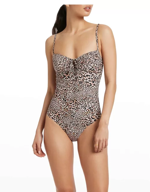 Animale Gather Tie-Front One-Piece Swimsuit