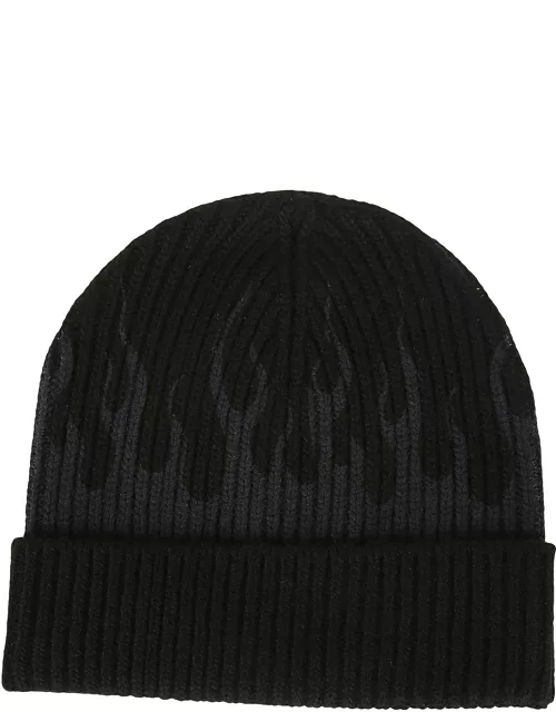 Vision of Super Black Beanie With Grey Flame