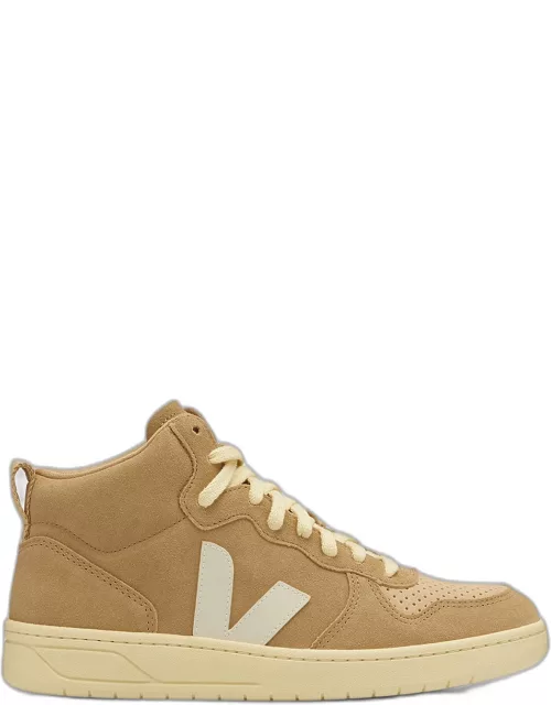 V-15 Bicolor Mixed Leather High-Top Sneaker