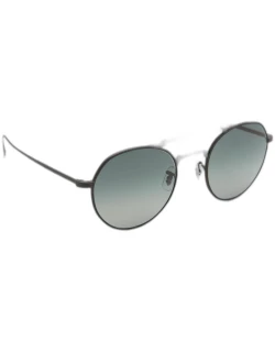 Men's Titanium Double-Bridge Round Sunglasse