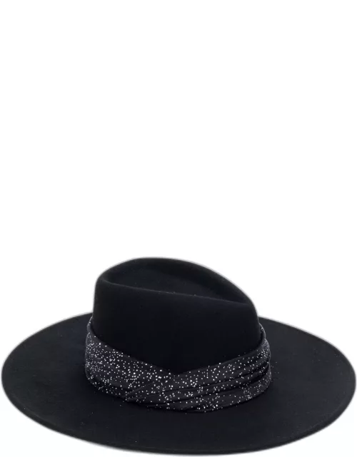 Harlowe Wool Fedora Hat w/ Shimmery Ruched Band