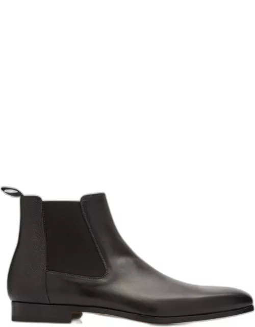 Men's Textured Heel Leather Chelsea Boot