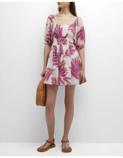 Ohara Puff-Sleeve Cinched Mini Dres