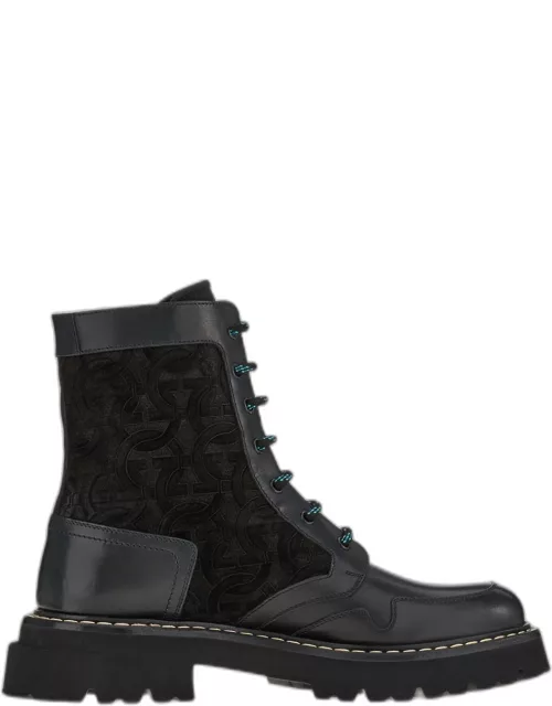 Men's Iuri Gancini Textile & Leather Combat Boot