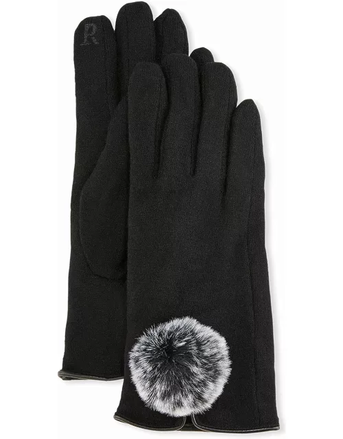 Lucia Wool-Blend Gloves with Faux Fur Pompo