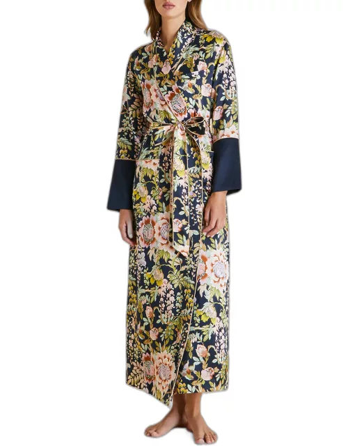 Capability Long Floral-Print Silk Robe