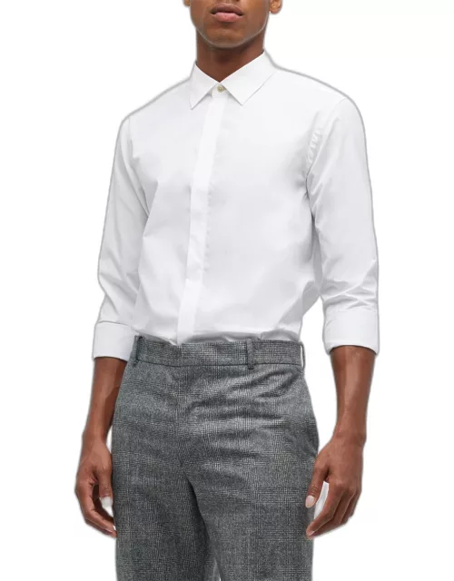 Men's Concealed Placket Dress Shirt w/ Stripe Cuff