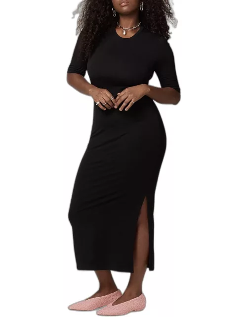Fitted Midi Dress w/ Elbow Sleeve
